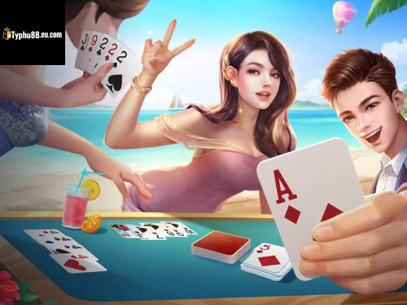 Tiến Lên Miền Nam TYPHU88 với lá A rô và các lá bài trên bàn.